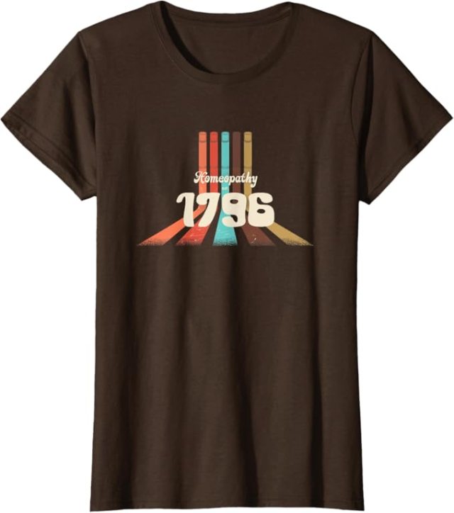 Brown t-shirt with retro striped 1796 design