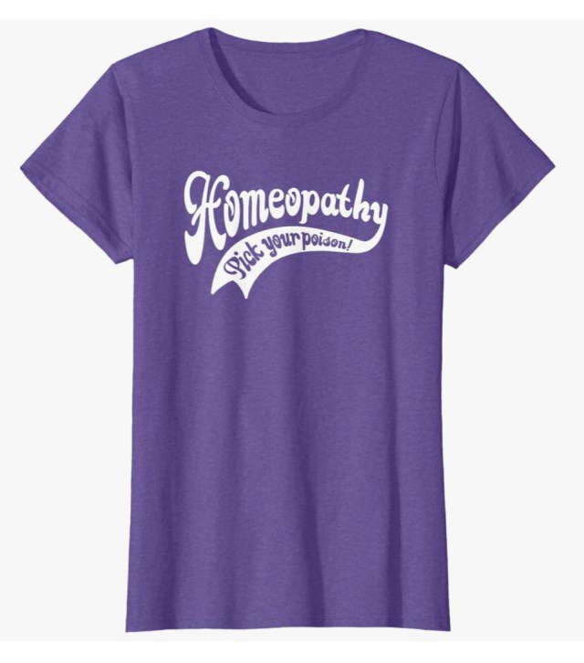 Purple t-shirt with retro Homeopathy script design