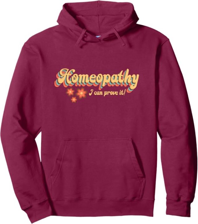 Maroon hoodie with floral Homeopathy design